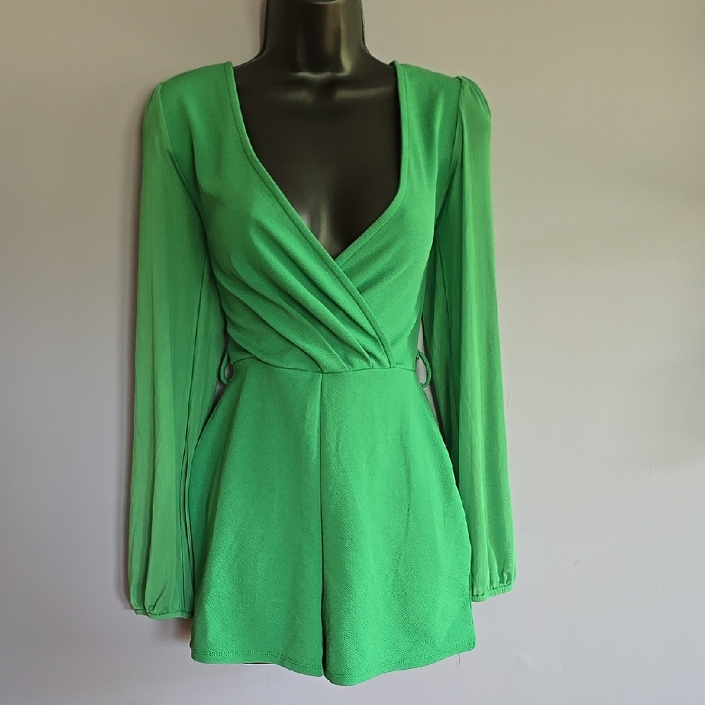 Green Long Sleeve Romper